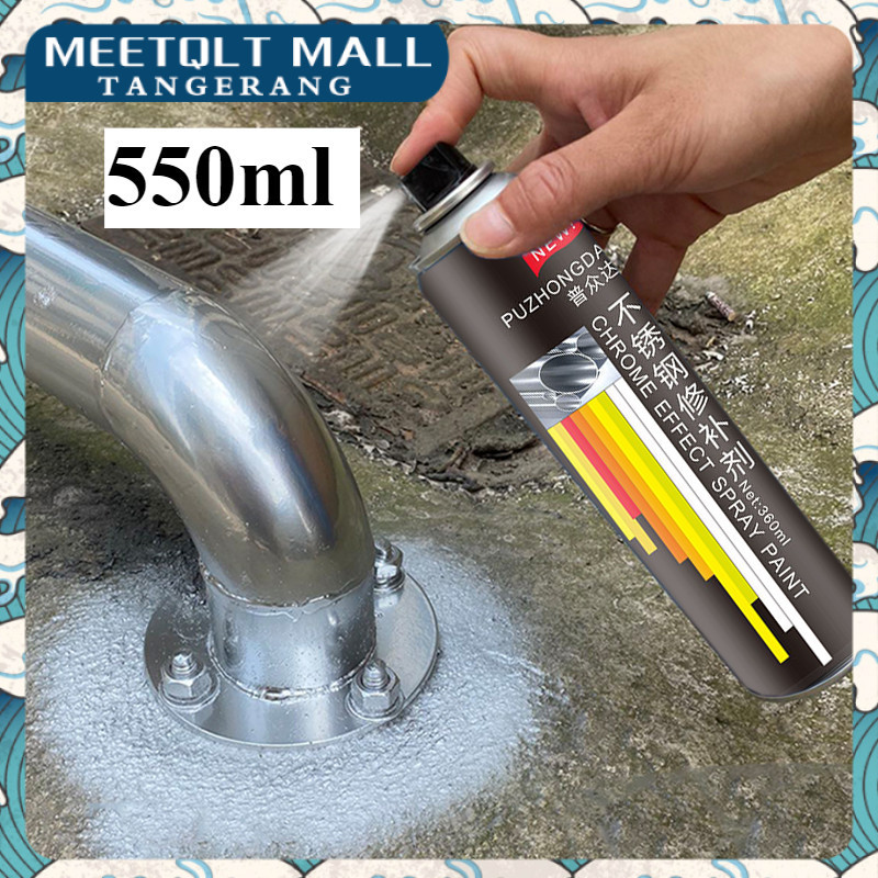 550ml Cat Semprot Anti Karat Warna Stainlles Silver Chrome Spray Paint Pilok Sepeda Motor Mobil Velg