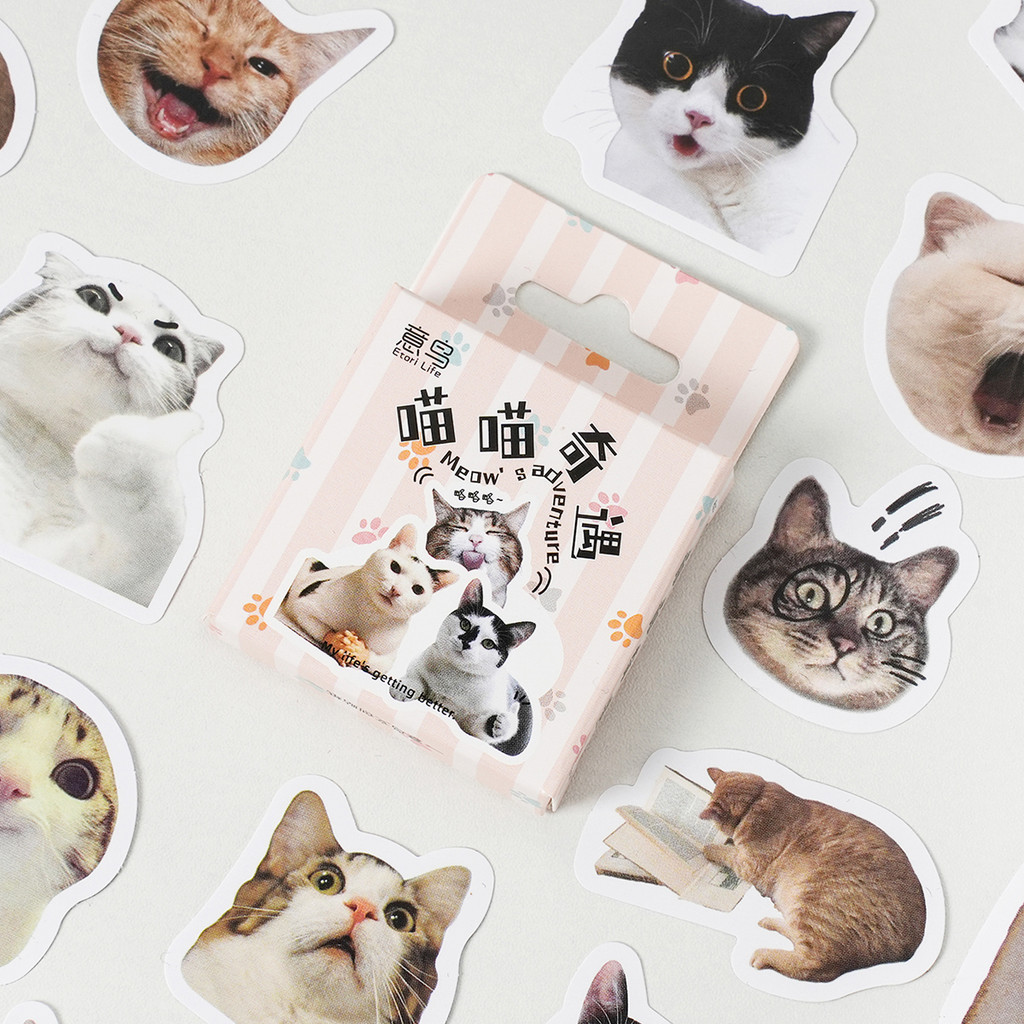 

46pcs/pack Meet the Cat Japanese wind sticker DIY Decoration Student Stationery Notebook Diary Journal Stickersrs