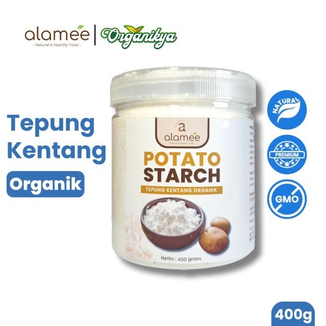 

ALAMEE Tepung Kentang Halus Potato Starch Tepung Kue PREMIUM Mashed Long Potato Powder 400gr organikya