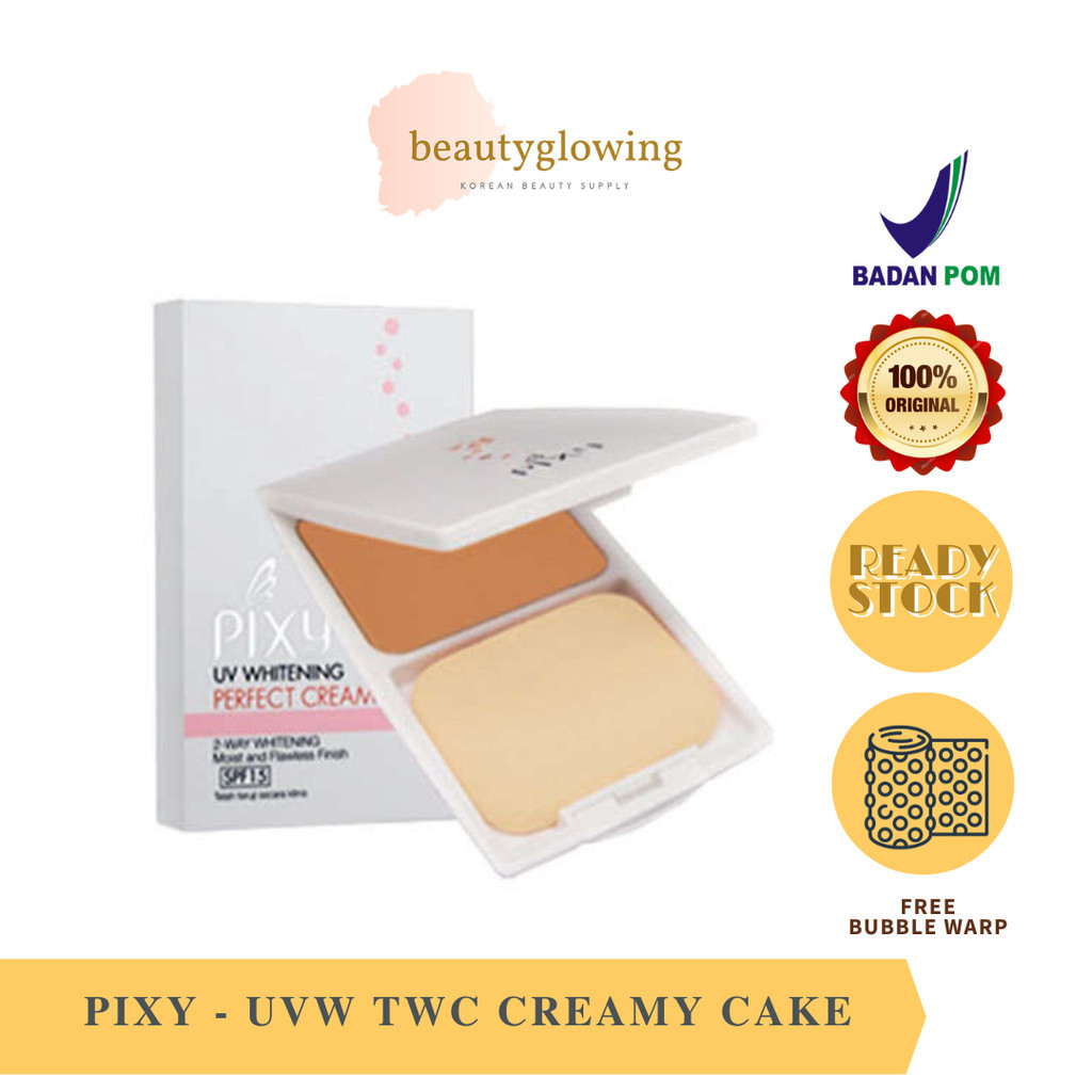 PIXY - UV WHITENING TWO WAY CAKE CREAMY CAKE TWC BEDAK WAJAH AWET TAHAN LAMA COMPACT POWDER | NATURAL OCHRE SOFT PEACH YELLOW HONEYSILKY YELLOW