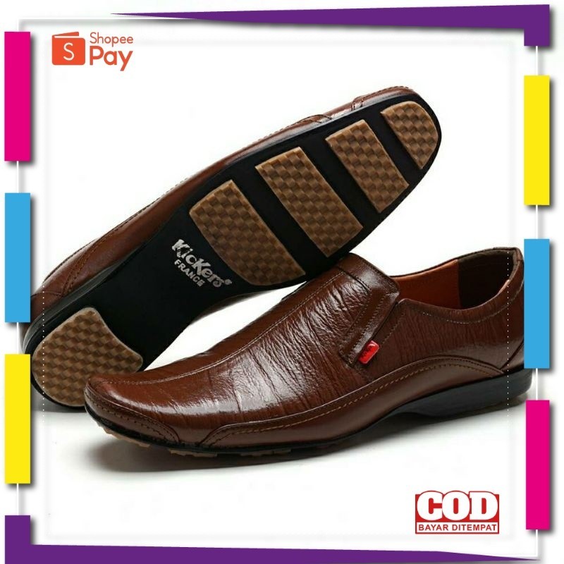 UKURAN SIZE 37 38 39 40 41 42 43 44 45 / SEPATU PANTOFEL PRIA KULIT SAPI ASLI KICKERS KANTOR FORMAL 