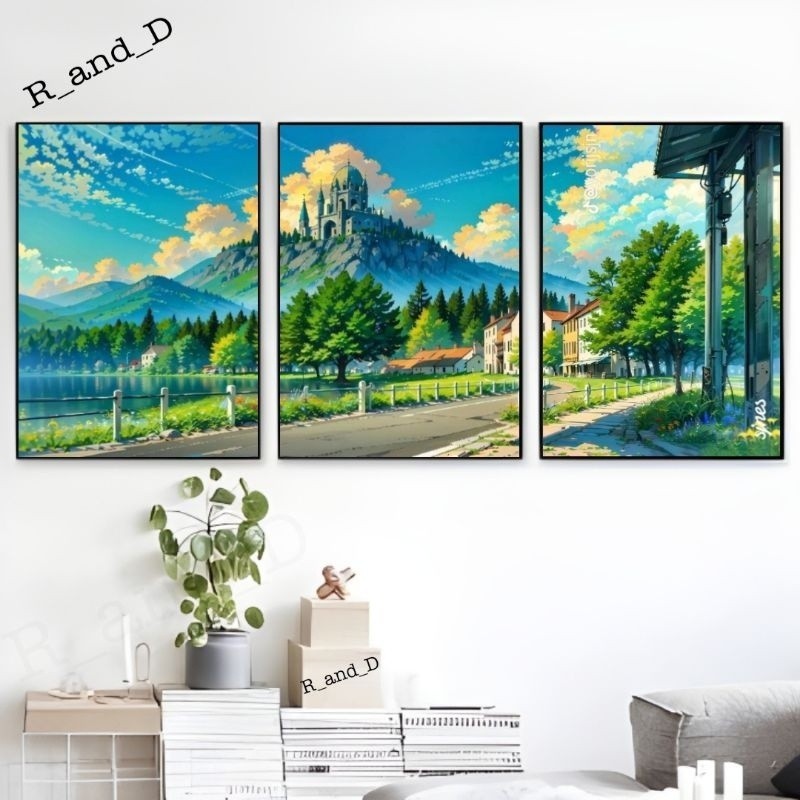 Hiasan dinding Aesthetic gold ukuran 93x47, dekorasi dinding abstract motif emas, poster dinding gam