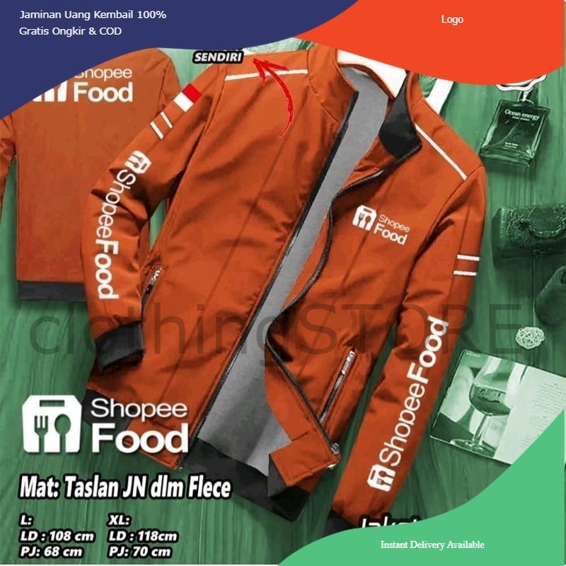 Jaket Shp Food driver - Jaket Driver custom sablon satuan free nama - Jaket Bolak Balik