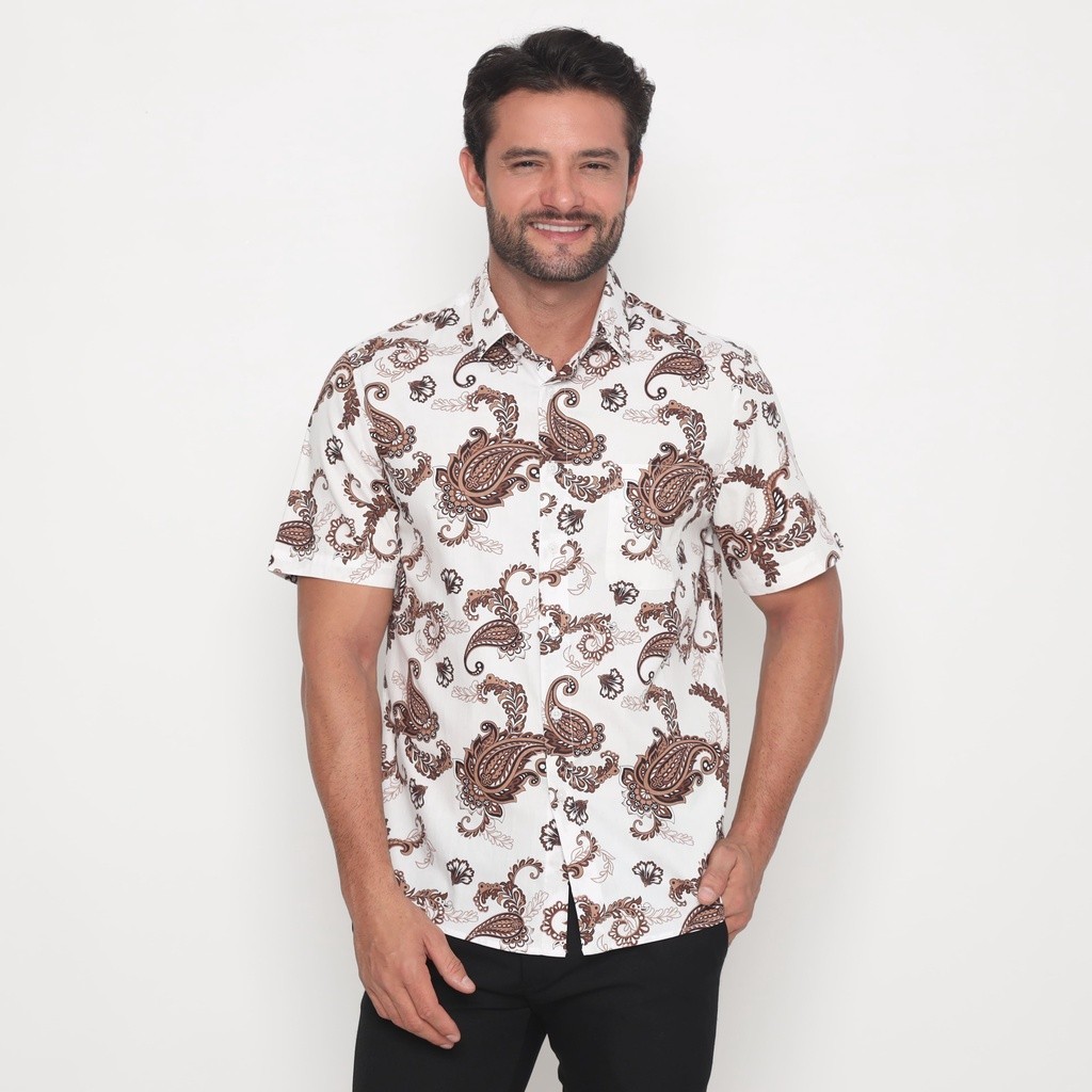 kemeja RICARDO  pria batik lengan pendek size L 32369