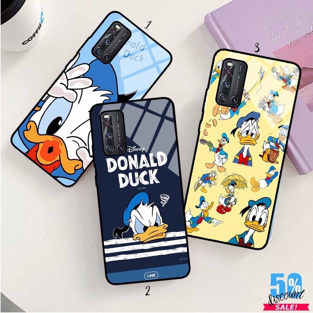 LIGHT CASE Casing Back Case Glass Donald Duck Premium Quality Case Kaca Vivo V19 Y30 Y12 Y15 Y17 Y12