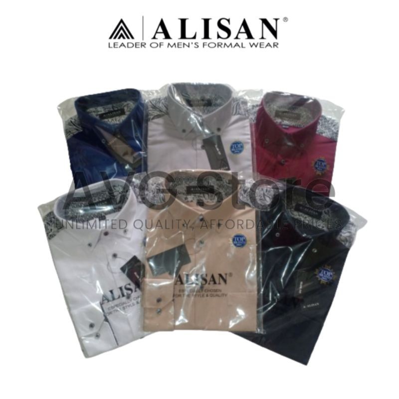 Kemeja Formal ALISAN Motif Pundak Batik SlimFit Kemeja Pria Lengan Panjang Original