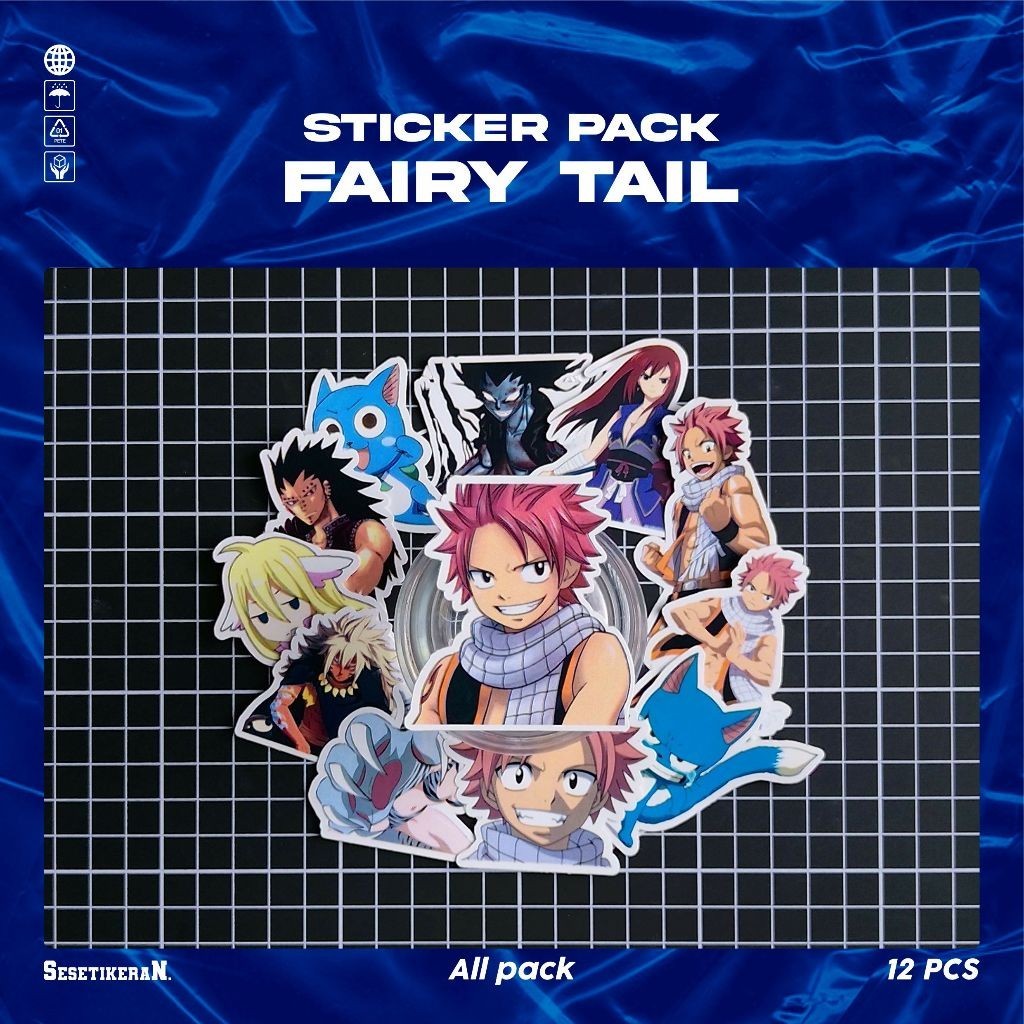 

COD✨ Sesetikeran Pack Anime Fairy Tail Sticker Cute Keren Untuk Koper Laptop Skateboard