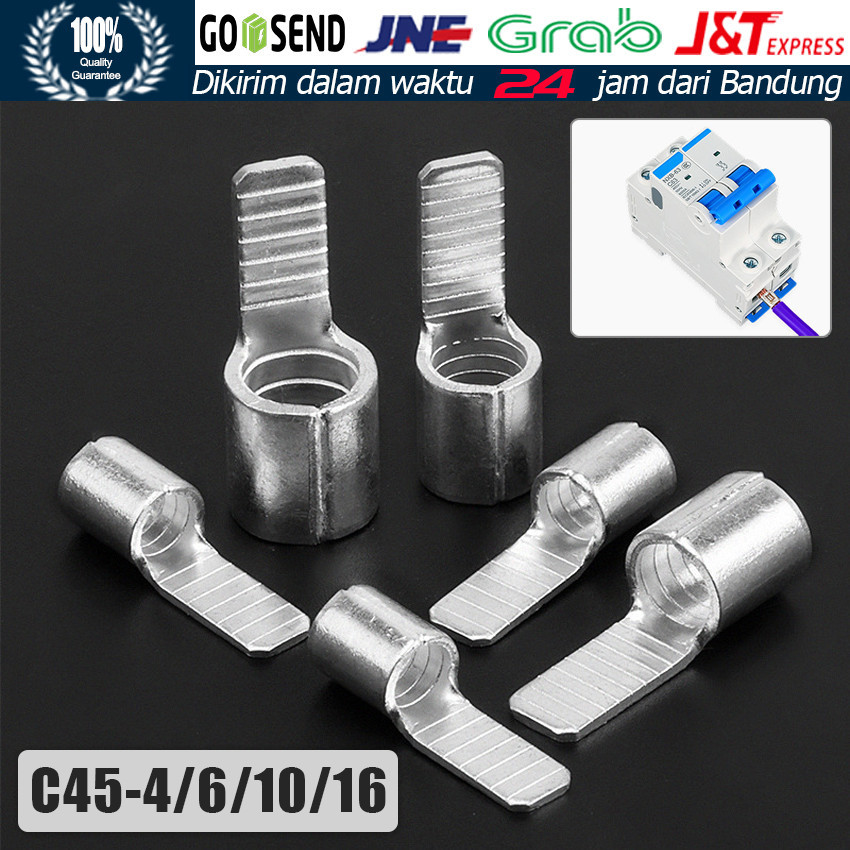 C45-4/9/10/16 Skun Gepeng Pin Terminal Wire Cable Connector Non-Isolated Untuk Kabel 10Pcs