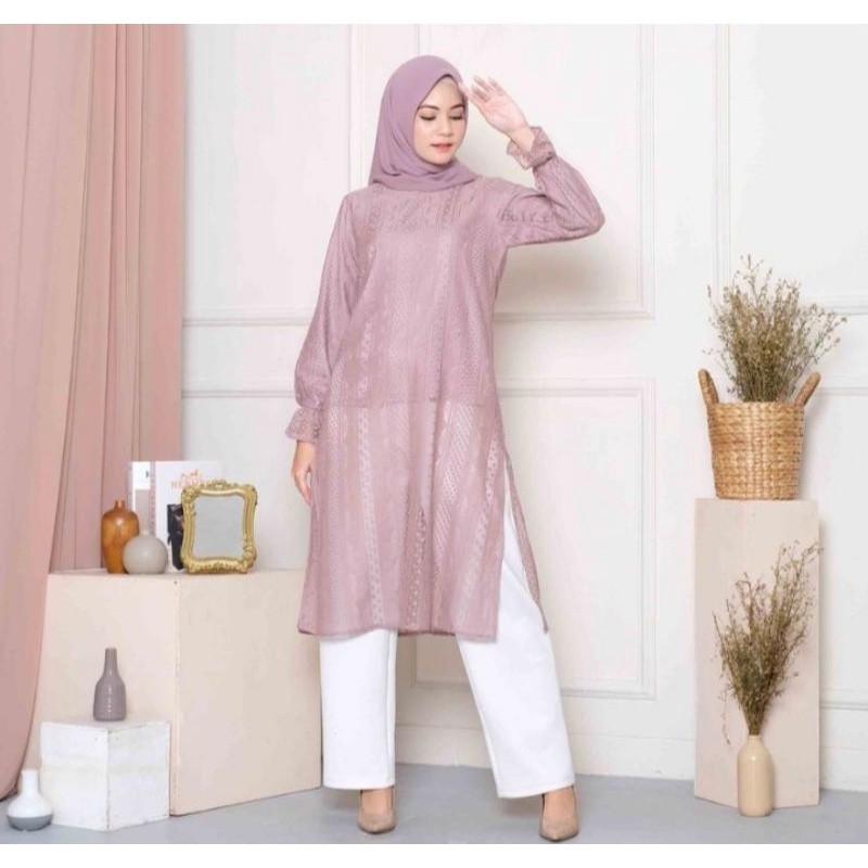 Tunik burkat lace / tunik burkat vintage/ GAMIS MODEL BARU MURAH