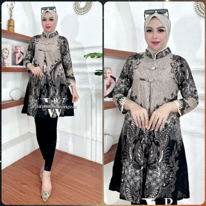 Tunik Batik Wanita Modern Terbaru JUMBO M L XL XXL XXXL Atasan Batik Wanita Seragam Murah/ GAMIS MOD