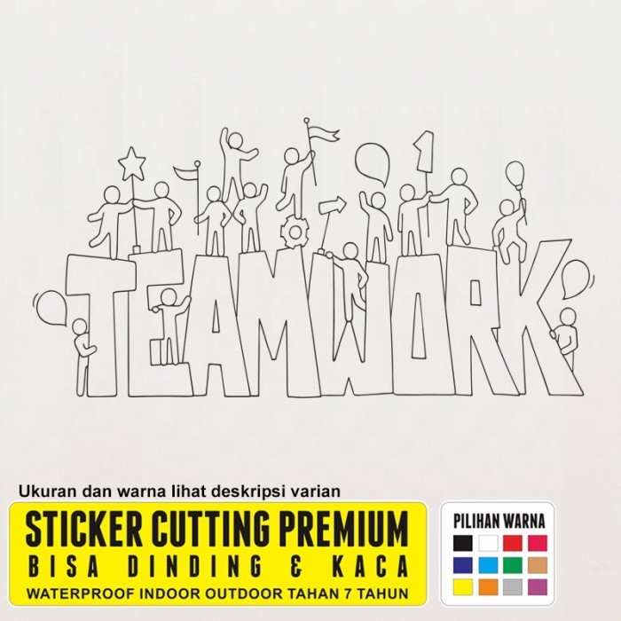 Stiker Kaca Dinding Kantor Cutting Sticker Team Work Garis Orang      Stiker Kantor Stiker Dinding K