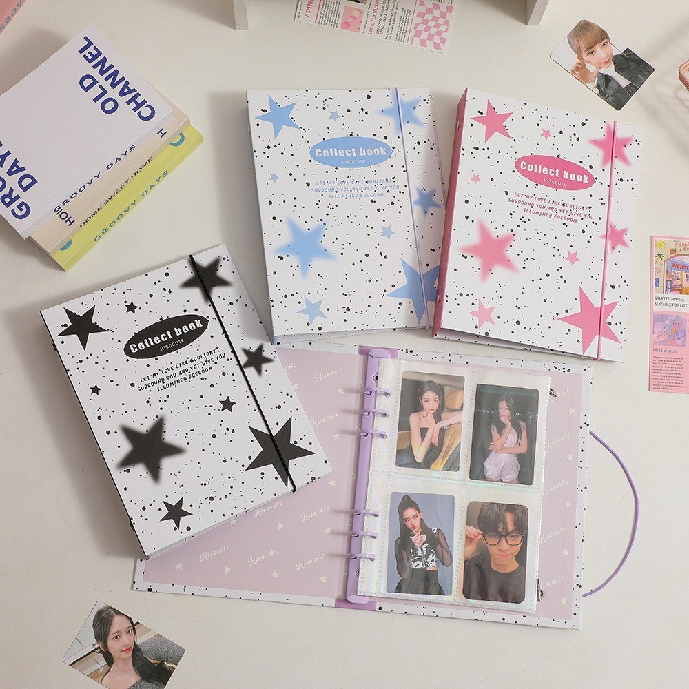 

SHINSDAY Cover Binder A5 6 Rings Stars Composition Y2K Album Kpop Hard Cover Karton A5 6 Rings