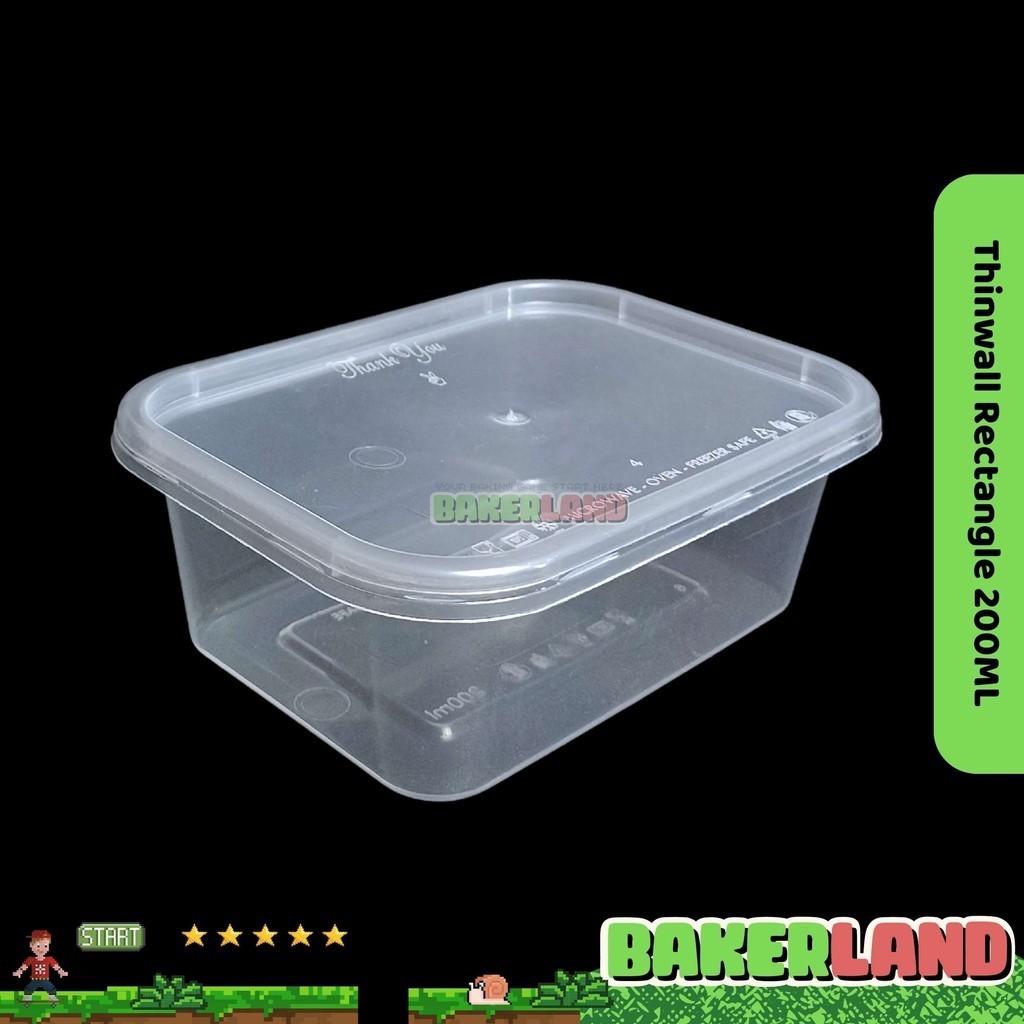 Thinwall 200 ml Kotak / Thinwall 200 ml Rectangle / Lunch Box Plastik / Kemasan makanan Plastik
