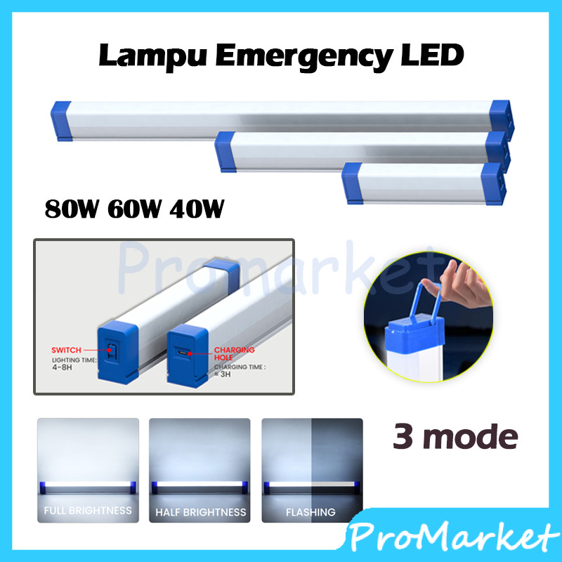 Lampu Emergency LED Tahan Lama 80W 60W 40W / Lampu Emergency / Lampu Neon Led / Emergency lamp / Let