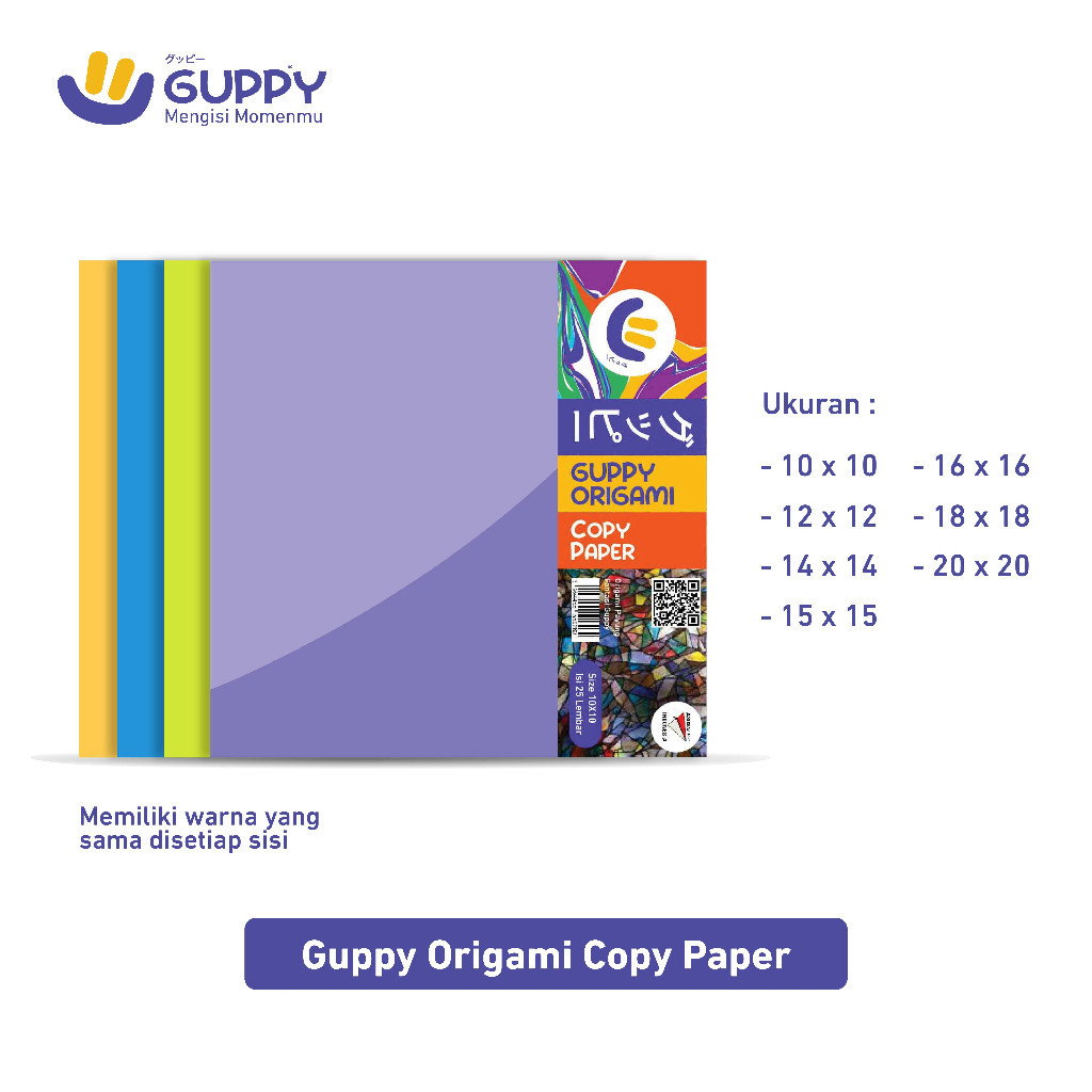 

Kertas Origami / Kertas Lipat Guppy Copypaper 2 sisi - 25 Lembar