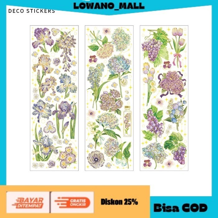 

[[LOWANOMALL]] TERLARIS 3 Lembar Gold Flower Vintage Ancient Aesthetic Sticker Stiker Bunga 06 A COD