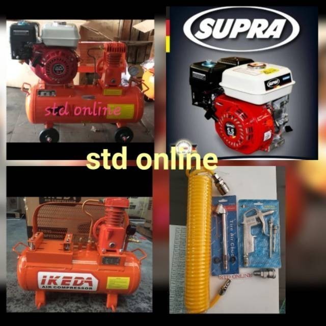 Kompresor 1/4hp + gx160 bensin komplite siap pakai