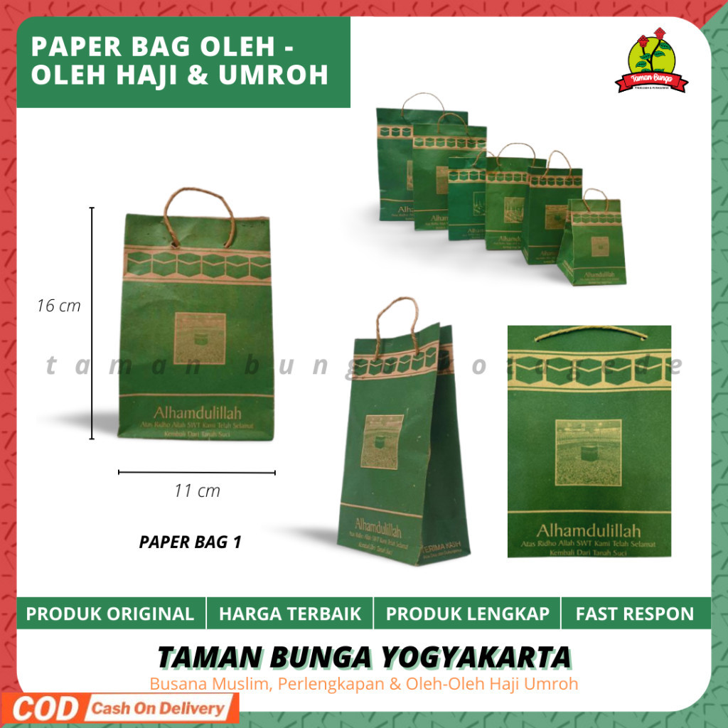 

PAPERBAG OLEH OLEH HAJI UMROH/ TAS SOUVENIR 1 PACK ISI 20PCS/ (1) 11cm X 16cm