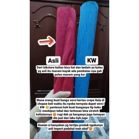 

MS | kertas crepe Italy/kertas crepe PREMIUM QUALITY Import original import tebal 50*250 crepe paper diy craft, wedding party decorations