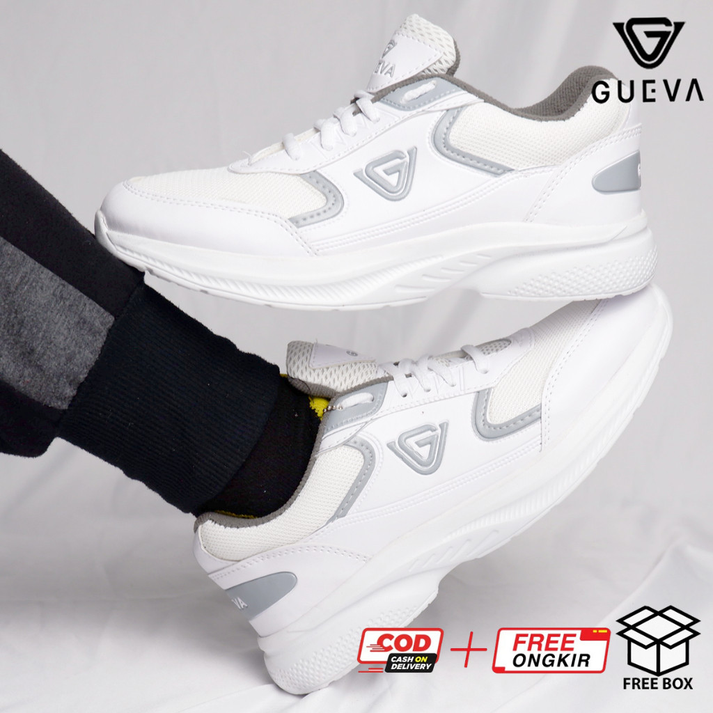 PRODUK TERBARU # GUEVA-021-Sepatu Sneakers Casual Putih Pria Wanita