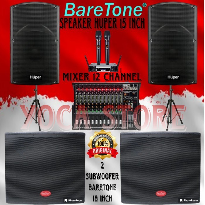 Paket Karaoke Live Musik Akustik HUPER 15 Inch 2 Subwoofer 18 in 2 mic