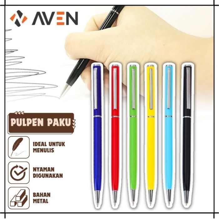 

AVEN Pulpen Warna Model Paku Metal / Pen Mixed Colour Bolpoin Souvenir