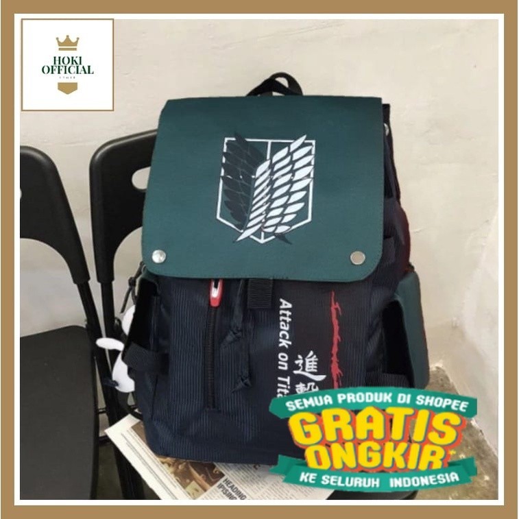 [COD] Anime Attack On Titan Tas AoT Ransel Bagpack Tas Sekolah Pria Stylish Korea Tas Wanita HokiOff