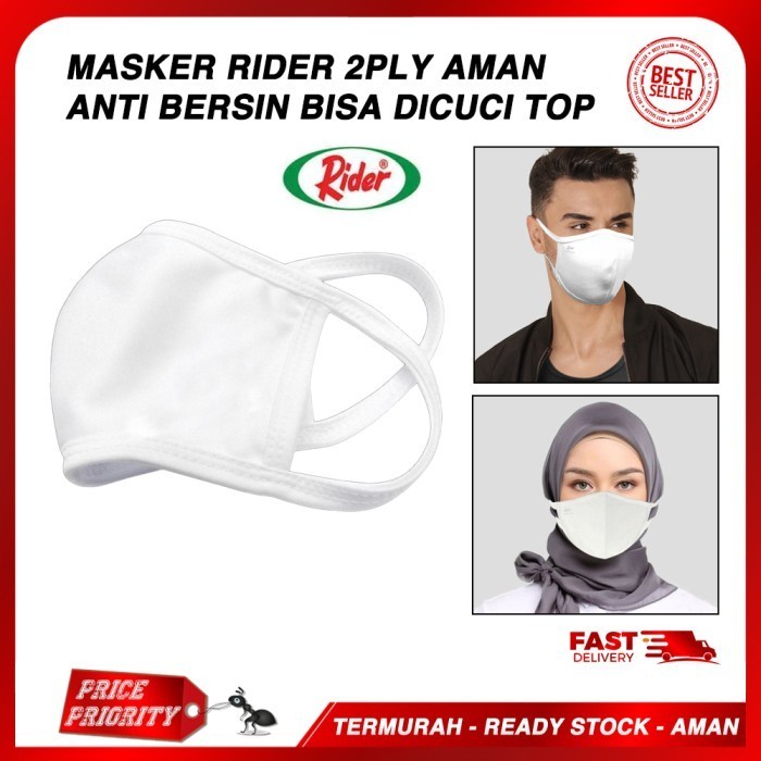 Masker RIDER 2ply Anti Air, Bacteria, dan Virus ORIGINAL kain Cotton