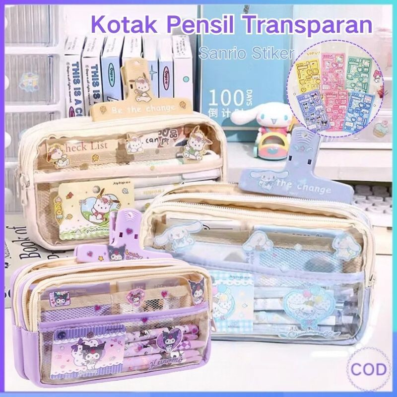 

【COD】Seri Sanrio Kotak Pensil Dengan Stiker Asli Kotak Pensil Berkapasitas Besar Transparan Dilengkapi Kanvas Tahan Air Murid Lucu Kotak Pensil Anak Laki-Laki Perempuan