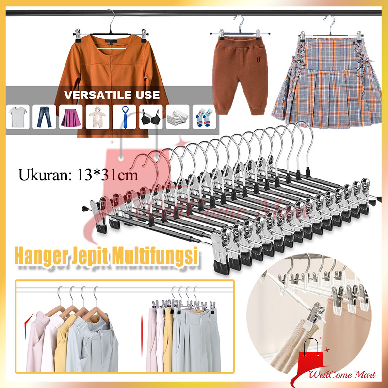 10PCS Hanger Jepit Bahan / Hanger Jepit Multifungsi / Gantungan Baju Hanger Jepit Besi Kawat Pants
