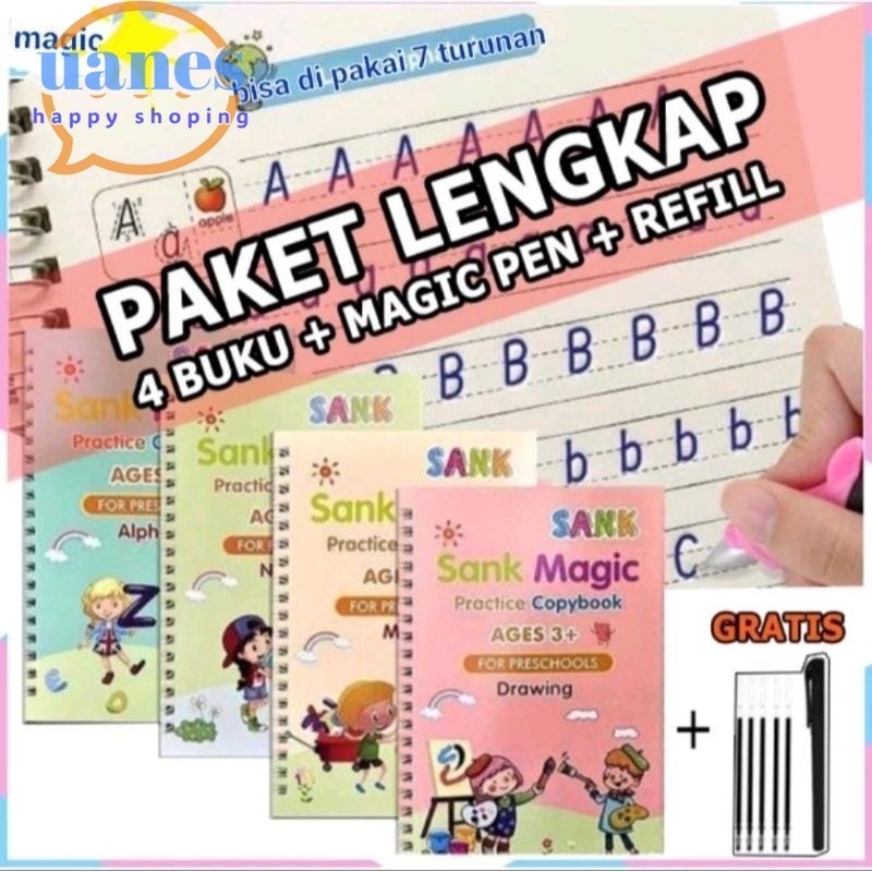 

Promo BUKU SANK MAGIC ANAK ISI 4 PCS BOOK SET 3D 4in1 REUSABLE WITH PEN / BUKU TULIS EDUKASI ANAK TK SD PG / BUKU AJAIB BISA DIPAKAI BERULANG KALI