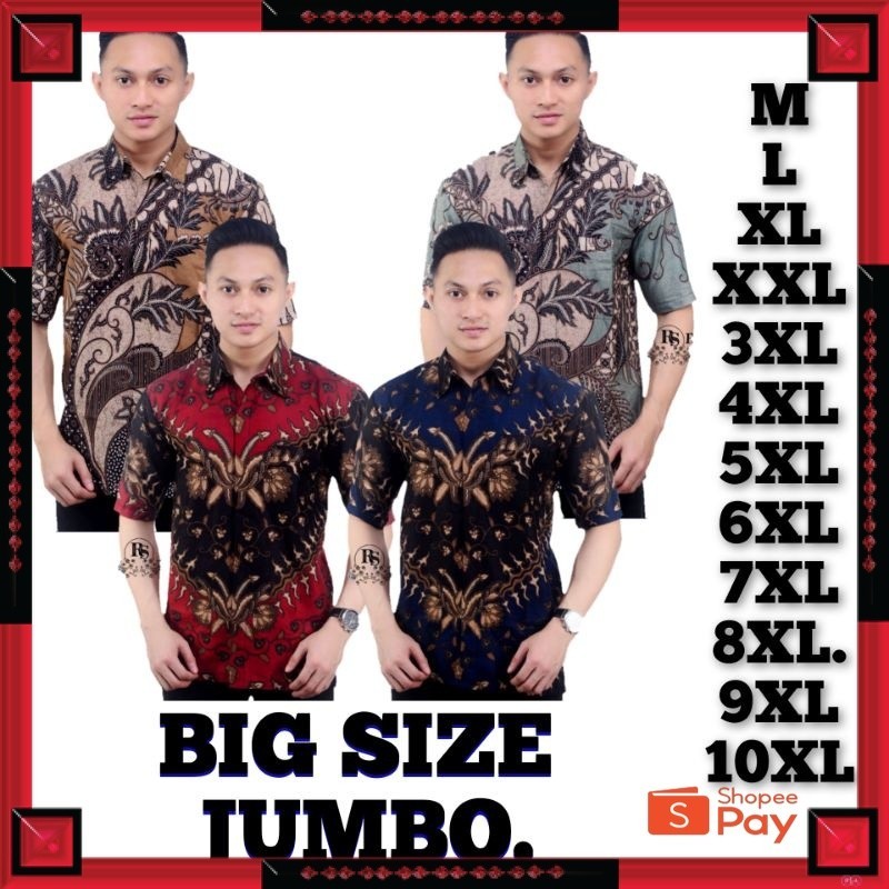 [PREMIUM ORIGINAL] KEMEJA BATIK PRIA LENGAN PENDEK BIG SIZE JUMBO M.L.XL.XXL.3XL.4XL.5XL.6XL.7XL.8XL