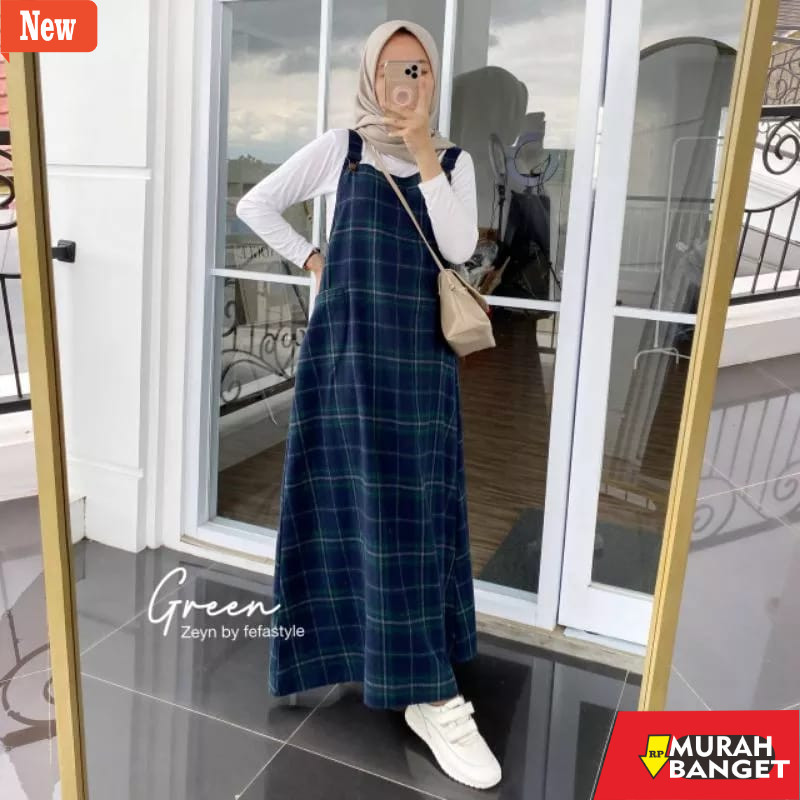 Jumpsuit Wanita Kekinian OVERALL FLANEL ZEYN OVERALL FLANEL MOTIF KOTAK KOTAK BEST SELLER OVERALL DR