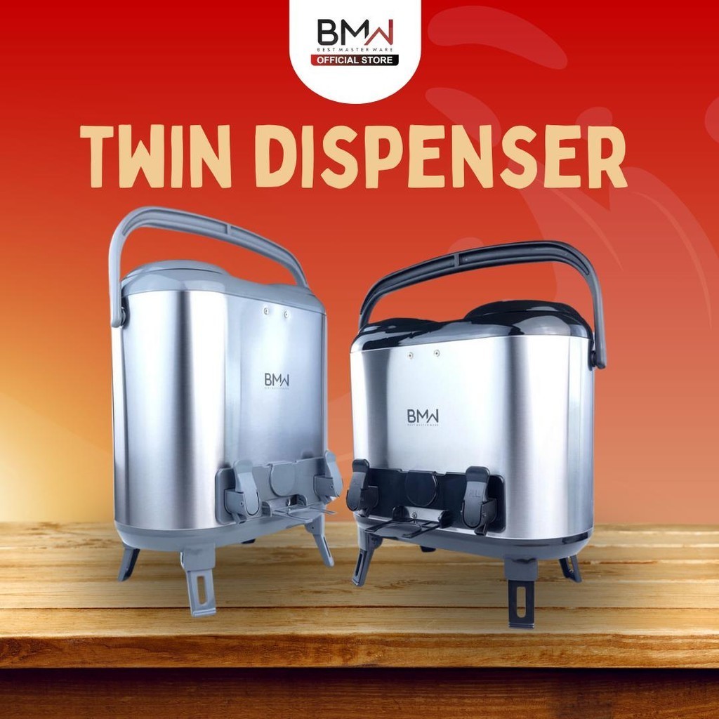 Termos Twin 2 Keran Dispenser Air BMW Kitchenware Air Tahan Panas Air Dingin Teko Air Teh Kopi