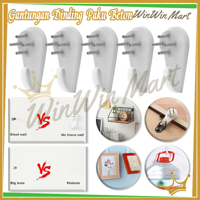 Gantungan Paku Dinding Tanpa Bor/Gantungan Dinding Paku Beton/Gantungan Paku Tembok ABS