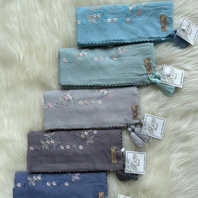 Terlaris ~Kerudung Segi Empat Bordir Seruni by R139 Hijab Elegan  Hijab Laris Premium Hijab Terbaru 