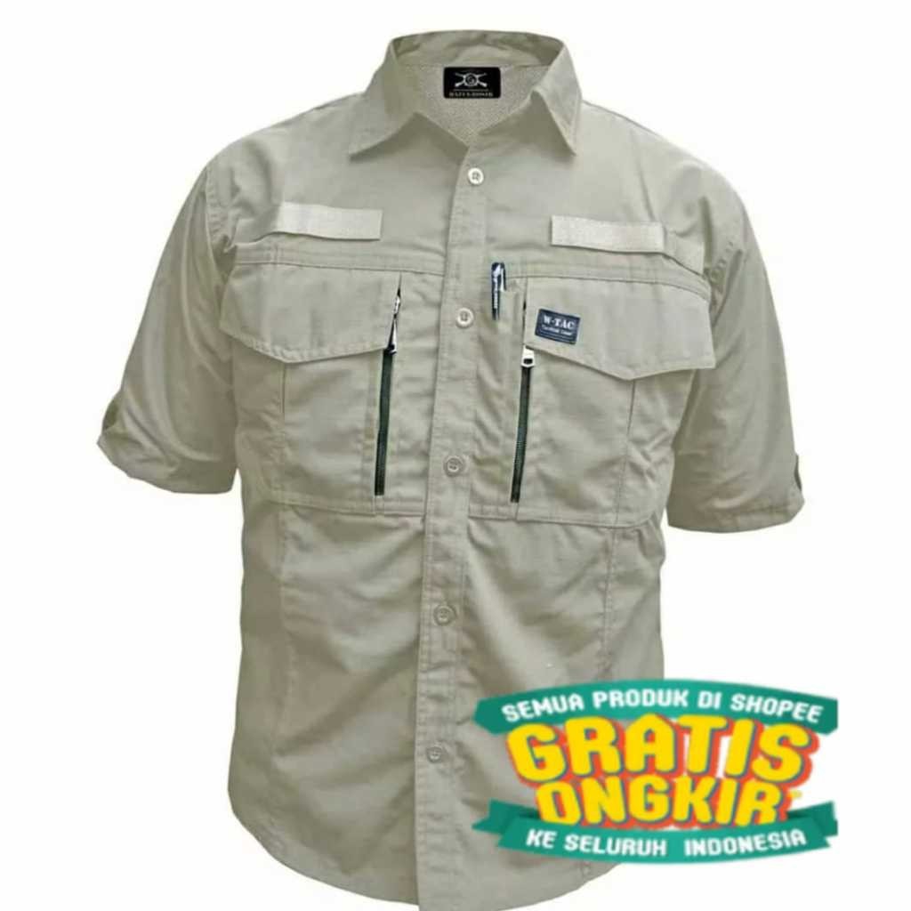 Kemeja Tactical W-TAC Lengan Pendek Baju Lapangan Pria/ jumbo big size besar