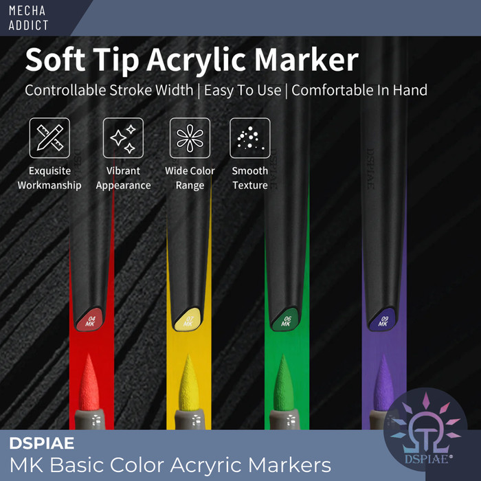 DSPIAE MK Acrylic Soft Tip Marker Basic Color for Gundam Model Kit