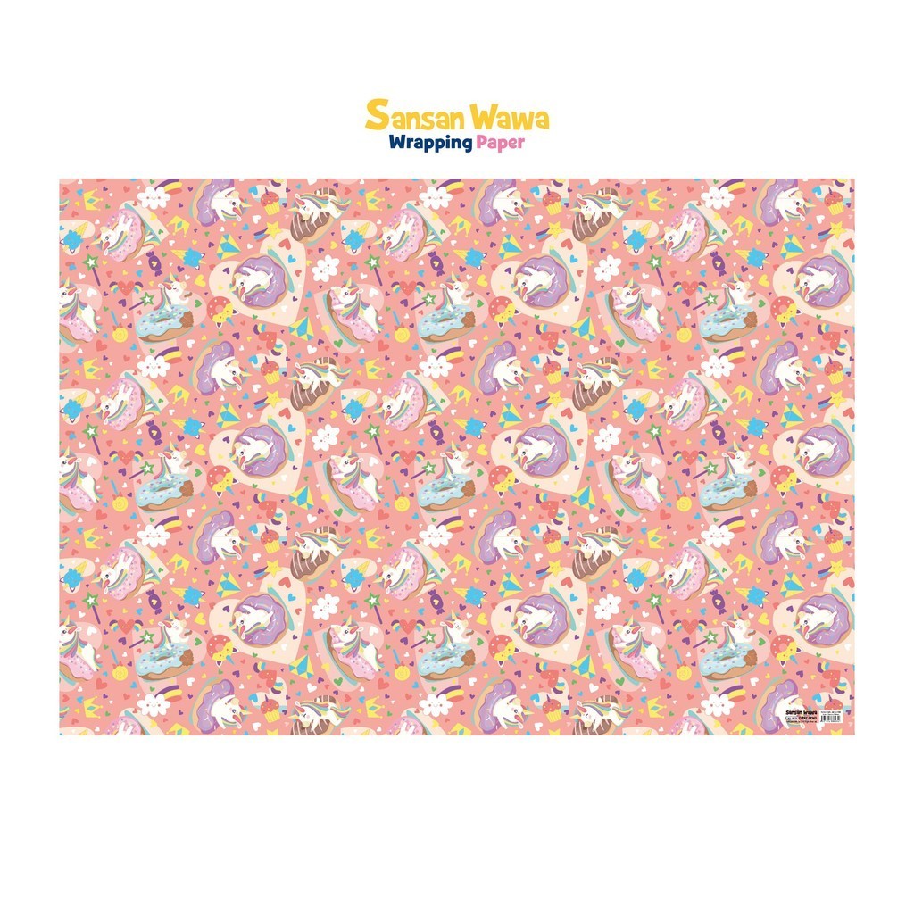 

RK Kertas Kado Sansan Wawa Uk Jumbo 70x100 cm - motif Unicorn isi 5 Lbr