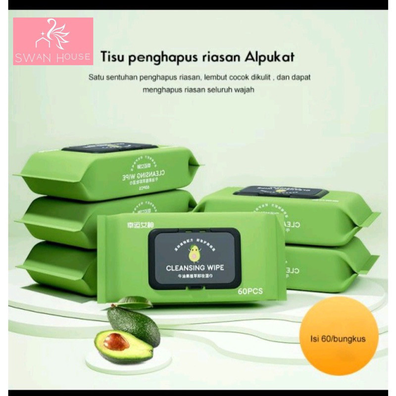 Tissue Avocado isi 60 Lembar | Tisu Penghapus Riasan Wajah Ekstrak Tanaman Alpukat 60 Lembar / Makeu