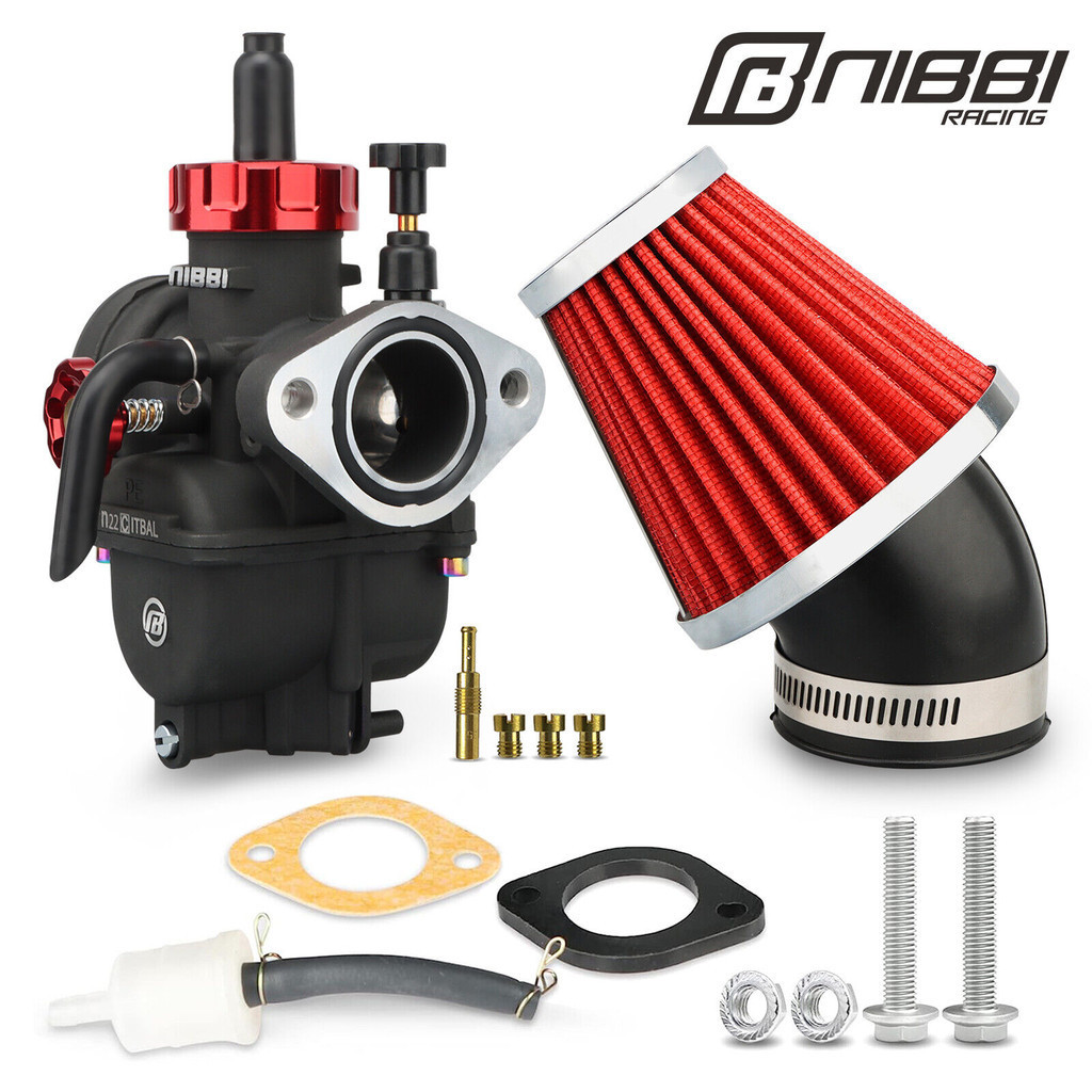 NIBBI PE17mm-PE22mm/PE24mm/PE26mm/PE28mm Flange Carburetor 100cc-250cc Air Filter Set ATV Yamaha Rac