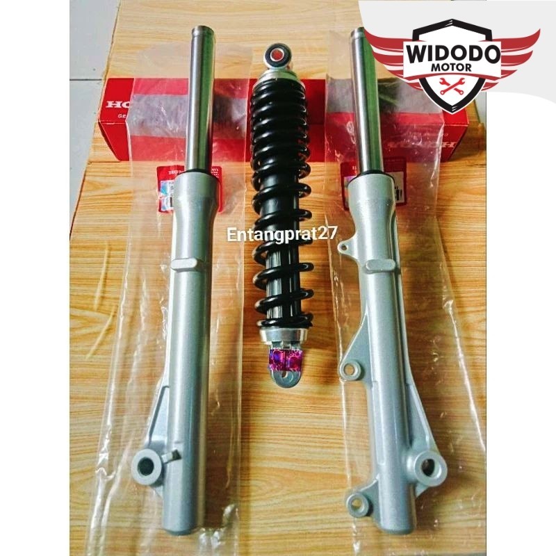 As Shock Depan KVY Silver + Shock Belakang Assy Honda Beat Karbu 2011-2012/Vario karbu 110 cbs/Scoop