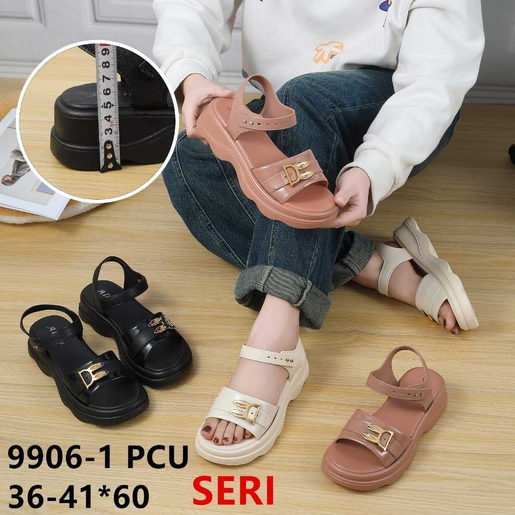 Sandal Wedges Kelinci Tali Wanita kasual ALINA 9906-1