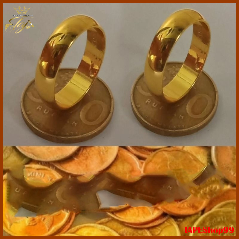 promo terlaris....cincin couple polos emas mudah 24k kadar 17,7 free surat