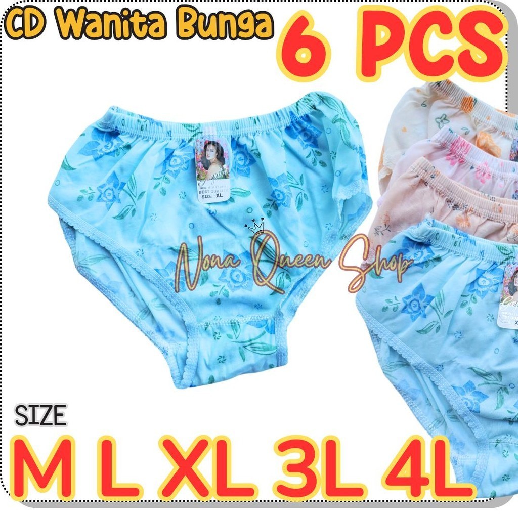 6 PCS CELANA DALAM WANITA MOTIF BUNGA  CANTIK CD WANITA BUNGA MURAH
