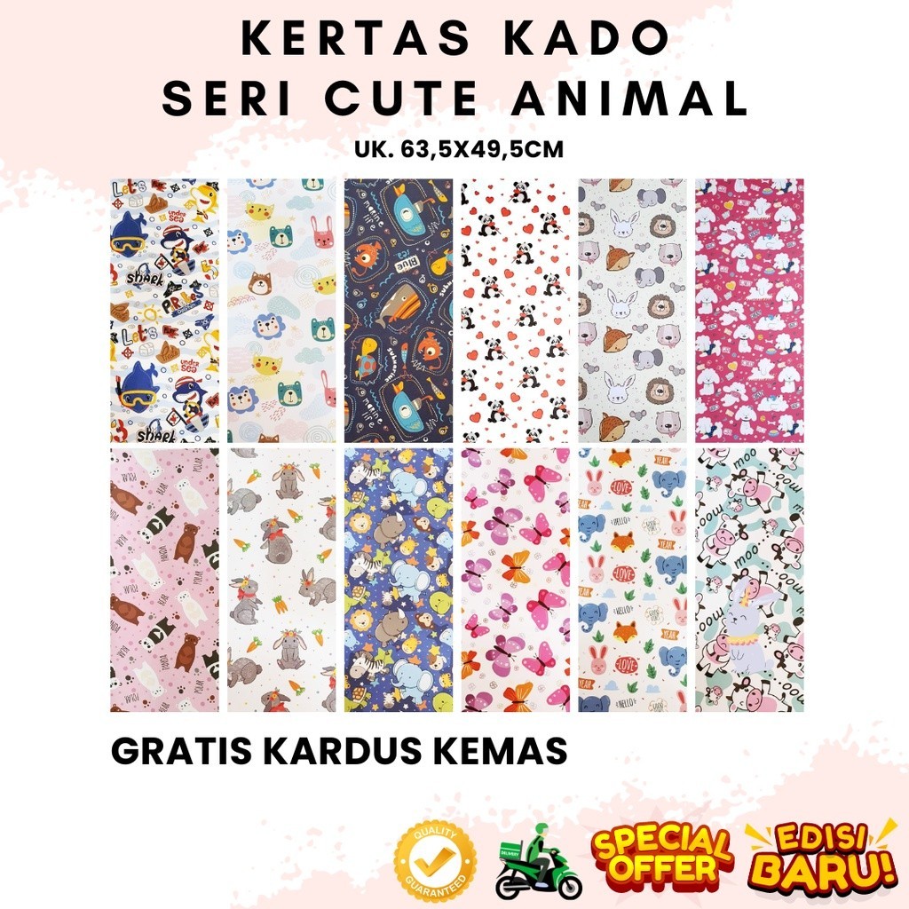 

Kertas Kado Wrapping Paper Sansan Wawa Seri Cute Animal