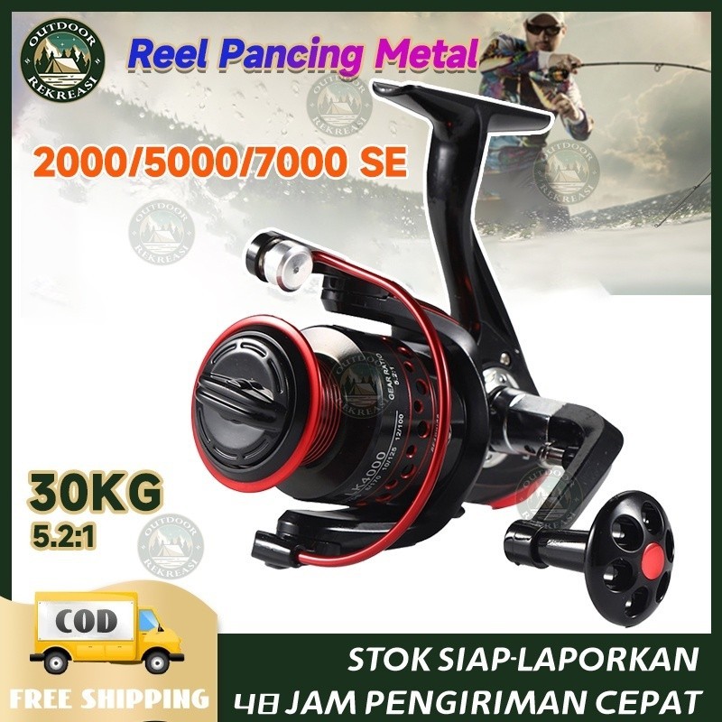 [ COD ] - Reel Pancing Gold Sharking BK4000 Spinning Fishing 5.2:1 Ball Bearing 13 Reel Spinning Fug