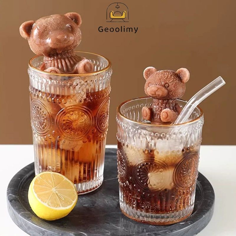 Cetakan Es Batu Silikon Beruang Teh Susu/Cetakan Es Batu Pola Beruang Lucu