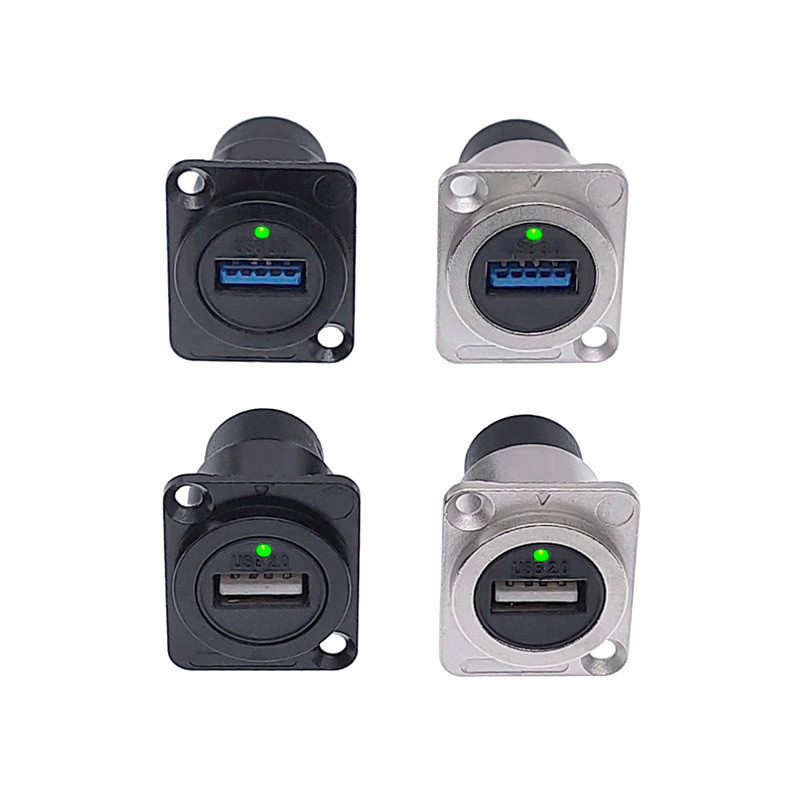 USB connector with LED light USB 2.0 USB 3.0 D type female to female connector panel mounting USB so