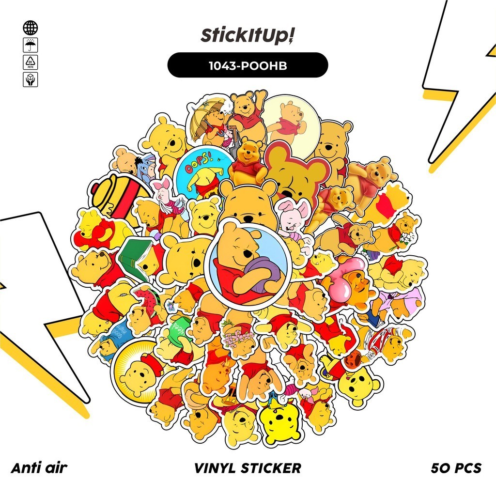 

COD✨ 100 Pcs Stiker Pack Winnie the Pooh V4 Lucu Aesthetic Vynil Waterproof untuk Freebies Sticker Buku Journal Casing HP Laptop